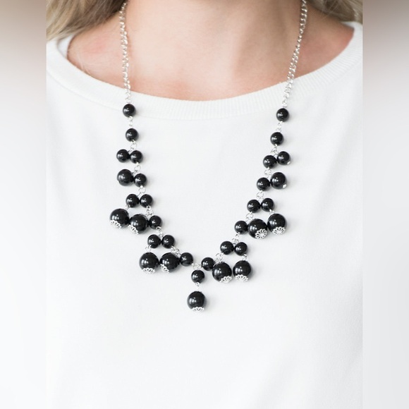 Paparazzi Always Room At The Top Black Necklace and Earrings - Picture 1 of 5